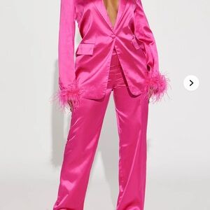 Fashion Nova Vibrant Pink Satin Suit
